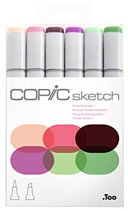 COPIC Sketch Set Floral Favorite 1, 6 Twin Marker mit einer mittelbreiten und einer Brush-Spitze