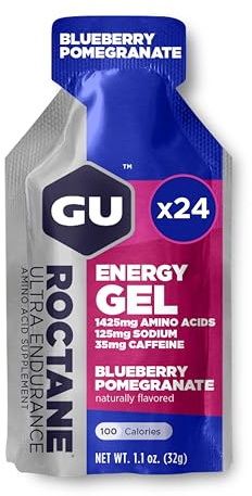 GU Roctane Ultra Endurance Energy Gel, Blueberry Pomegranate (Blaubeer Granatapfel), Box mit 24 x 32 g