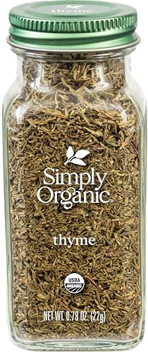 Simply Organic Whole Thyme Leaf, 0.78 Ounce Jar, Woodsy, Herbaceous, Plesantly Aromatic Thyme, Non GMO, NO ETO's, Kosher