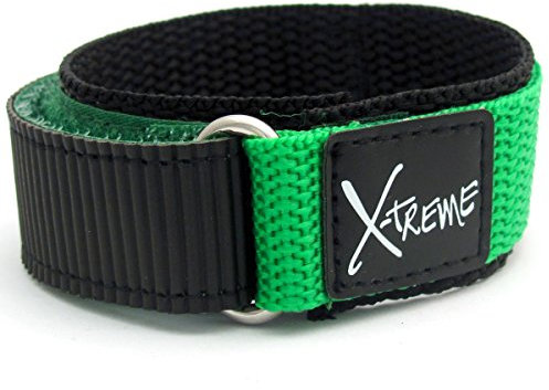X-Treme Tough Sports Watch Strap Band Men's Hook and Loop Rip Tab Fastening 20mm - Green