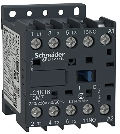 Schneider Electric, TeSys K contactor - 3P - AC-3 <= 440 V 16 A - 1 NO aux. - 24 V AC coil, LC1K1610B7