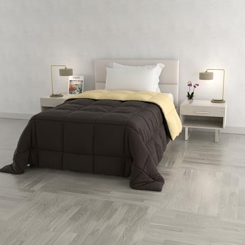 Italian Bed Linen Elegant Couette d'hiver Marron/Créme, 1 Place 170x260cm