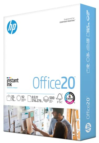 HP Printer Paper | 8.5x11 Paper |Office 20 lb | 1 Ream - 500 Sheets | 92 Bright | Made in USA - FSC Certified | 112150R