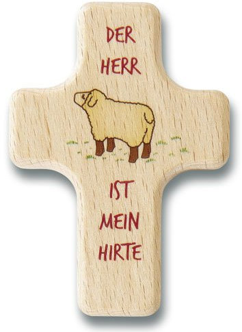 Christliche Geschenkideen Handkreuz Handschmeichler aus Holz (Natur Schaf)