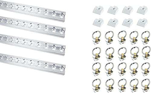 LOADCARE Kit de démarrage - Rail d'arrimage carré percé + embouts + raccords - 4 x 2 m