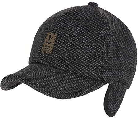 FakeFace Unisex Schirmmütze mit Ohrenklappen Winter Warme Basecap Herren Winter Dicke Mütze Kappen Golf Cap Fliegermütze Windschutz Wintermütze Baseballcap Wintercap