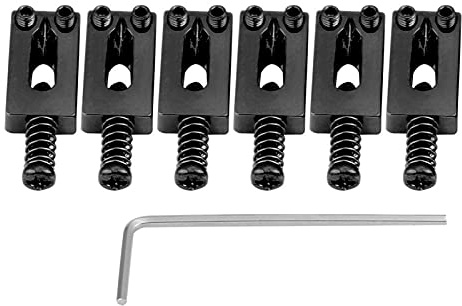 6 St Elgitarr Tremolo Sadlar Bro Metall Tremolo Sadlar Bro Slitstark SträNg Tremolo Sadel Del Gitarr StjäRtstycke Med Skiftnyckel(Black)