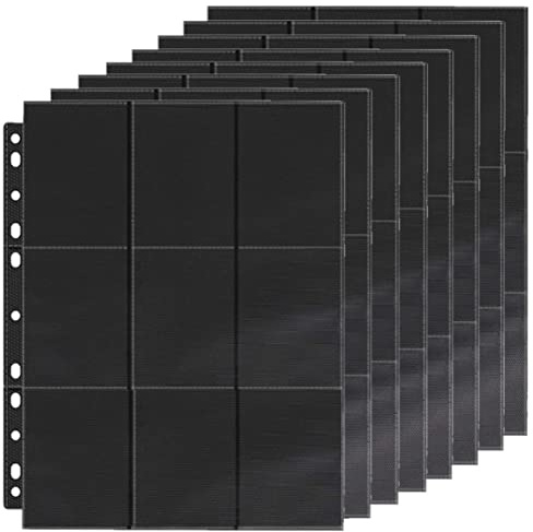 KAHEIGN 36Pcs Trading Card Sleeves, 648 Pockets Double-Sided Card Sleeve Pages 11 Holes Plastic Binder Sheets Clear Game Card Protectors for Pokemon Yu-Gi-Oh Sports Game Cards - fit 3 Ring Binder