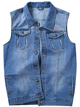 Herrväst herr väst jeansväst herr jacka jeans jacka herr sommarjacka blå 6XL