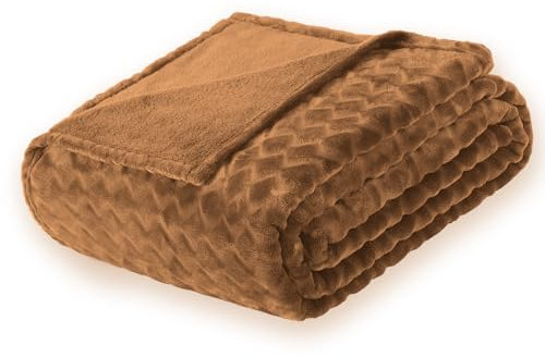 FY FIBER HOUSE Fleece Kuscheldecken mit der Schlangenlinie, extra weiche Flauschige Decken, leichte, gemütliche Mikrofaser Sofadecke/Wolldecke für Büro, Sessel und Camping, 150x200cm, Hellbraun