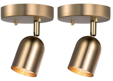 CRAFTRONOS 2 Pack 1 Light Track Lighting Modern Ceiling Spotlight Indoor with Matte Brass, Multi-Directional Adjustable Wall Mount Spot Lights for Bedroom Living Room Hallway Kitchen Corridor Stairs