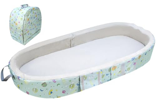 Lit de Voyage Portable Et Imperméable, Lit de Voyage Pliable pour Enfant avec Matelas, Lit de Voyage pour Bébé pour Bébés, Enfants, Et Petits, Drap Lavable Inclus, pour Le Camping Et Les Voyages