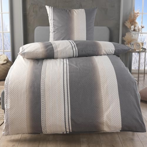 MALIKA 2 teilige kuschelige Baumwolle Soft Fein Biber Bettwäsche 135x200 + 80x80 Kissenbezug, flauschig warme Winter Bettbezug, Größe:155x220 + 80x80 cm, Design - Motiv:Design 2