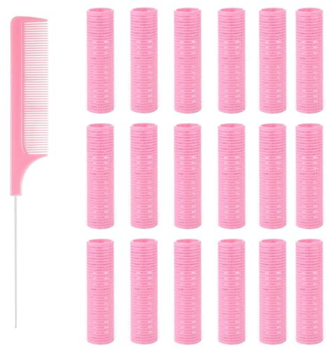 EIROVYA Bigodini Auto Presa Piccoli per Parrucchieri Salone Rulli Ventilati Parrucchiere con 1 Pettine a Coda di Ratto Strumenti per Bigodini per Parrucchieri per Donna, 19 pezzo