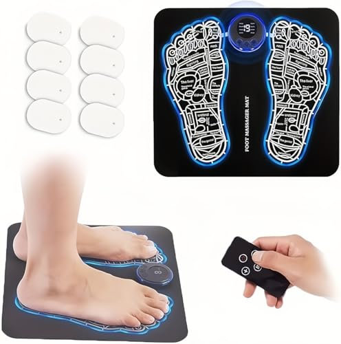 HENESE Elektrisches Fußmassagegerät,EMS Fussmassagegerät,8 Massagemodi & 19 Intensitätsstufen,für Durchblutung,Muskelschmerzen, Entspannung & Rehabilitation,1 MASCHINE 2 VERWENDUNGEN