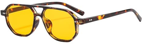 YAMEIZE Retro Pilot Sunglasses for - Women Men Classic Double Bridge Vintage Style Sunglasses UV400 Protection Square Eyewear Driving