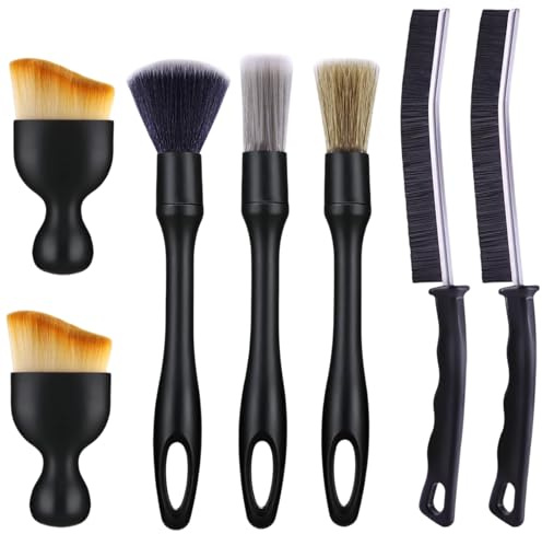 xutong Auto-Reinigungsbürsten Set, 7-teilig,Auto Innenraum Reiniger Bürste Set Detailing Bürsten für Armaturenbrett, Lüftung, Konsole und Leder, Schwarz