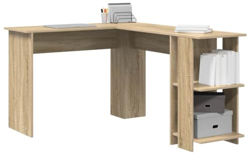 vidaXL Escritorio de Esquina Roble Sonoma 140 x 113,5 x 75 cm, Escritorio Moderno en Esquina, estación de Trabajo L, Ahorra Espacio y Tiene Almacenamiento, ergonómico para casa