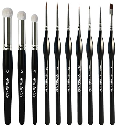 Findartle Pinceles Miniatura Dry Brush, 7 Pinceles para Detalles Finos y 3 Pinceles Secos, Pinceles modelismo drybrush para miniaturas, Warhammer,Citadel, figuritas, maquetas, Pintura por números