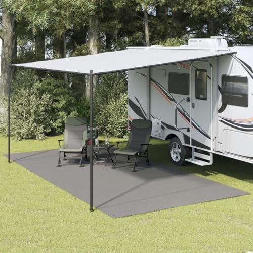 Augerlite Tappeto per tenda antracite, 6 x 3 m, rete in poliestere con rivestimento in schiuma di PVC, antiscivolo e durevole, versatile come telo per campeggio, trekking, festival