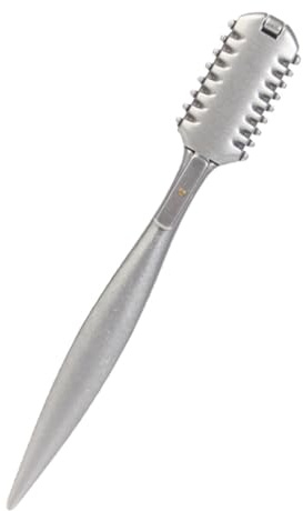 HEALLILY Cortador de Pelo Diseño Versátil Peine para Recorte de Puntas Abiertas y Peinados de Doble Cara de Aleación de Aluminio Plateado para Uso Personal y Profesional