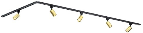 Qub Focus III 1-Phasen Led Schienensystem - 300cm - 5x GU10 Spots - 3x 1m Schienen - I-Form - Deckenstrahler Gold - Erweiterbar & flexibel - LED-kompatibel - Modernes Design Spot lampe