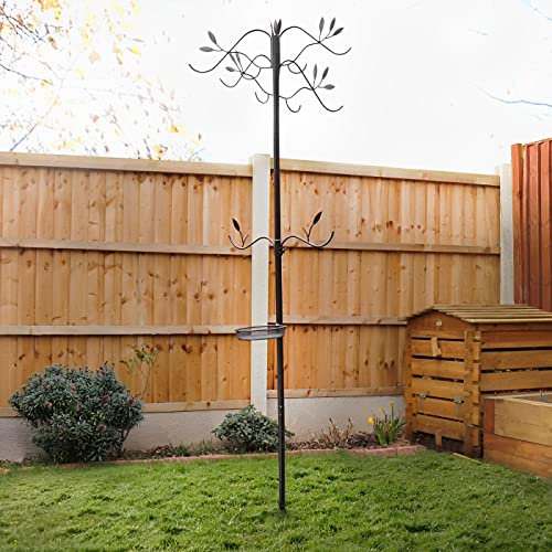 Unibos | Heavy Duty Bird Feeding Station With 10 Hooks & Mesh Tray – Metal Garden Bird Feeder Stand Pole | Outdoor Wild Bird Feeding Station | Bird Table Alternative For Garden (2.5)