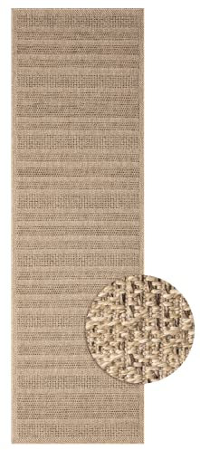 Mia´s Teppiche Soil - wetterfester In- und Outdoor Teppich im Natürlichem Jute-Look, wetterfest, geeignet für Terrasse und Garten, ca. 80 x 250 cm