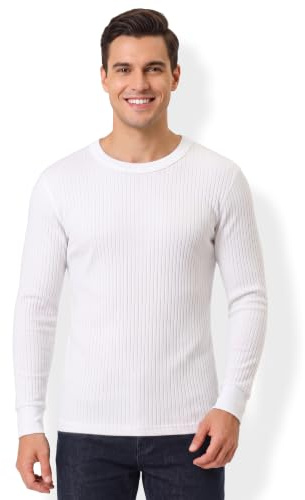 Style Lockers® 2-pack termisk långärmad baslager topp – vuxna vinter skidor inre väst varma underkläder t-shirts – snabbtorkande undertröja för utomhussport löpning storlek S-XXL, Vitt, S