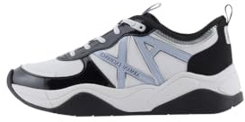 Armani Exchange Sneaker da Donna Cher, Side Logo, Colour Contrasts, Op White Black, 38.5 EU