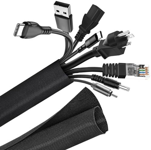 AiQInu 3M Gaine Cable Informatique Noir, Manchon de Câble Gaine, Nylon Protege Cable, Gaine Cable Electrique, Protection Cable Electrique, Cache Fil Electrique