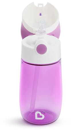 Munchkin Bouteille d'Eau Poussette Flip & Go™ avec Paille | Tasse Tout-Petit 355 ml | Design Anti-Déversement | Bouteilles Enfant et Bébé pour Filles et Garçons 18m+ | Matériau Durable | Violet