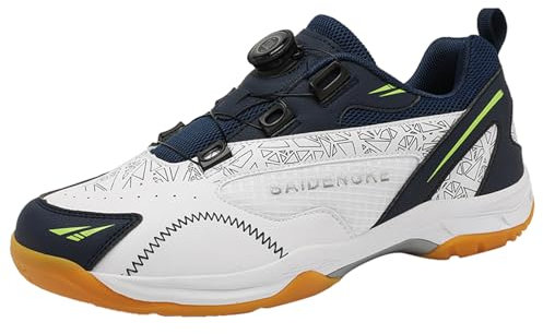 ZHENSI Badminton-Schuhe Mit Drehschnürung Für Herren Leichte Bequeme Squash-Tennis-Volleyball-Sneaker Für Drinnen Und Draußen,Blau,39 EU