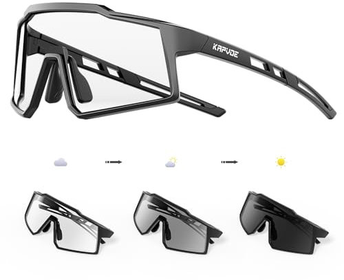 KAPVOE Photochromatische Selbsttönend Kinder Sonnenbrille Jugend Baseball Sonnenbrille Leicht TR90 Rahmen UV400 Schutz Fahrradbrille für Jungen Mädchen Sport Radfahren 01