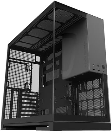 Geometric Future Torre Media de Vidrio Templado M5, Caja para Juegos E-ATX/ATX, Acero de 1.2 mm, Tipo C, Paneles sin Herramientas, Soporte de radiador 420/360, cámara Doble, Negro/Gris, GEO-M5-BG