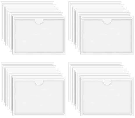 36 Stück Etikettenhalter selbstklebend, 10x6cm Visitenkarten aufbewahrung Beschriftungsfenster Selbstklebend Visitenkartenhüllen, Transparent Wasserfest für Zuhause Büro Schule