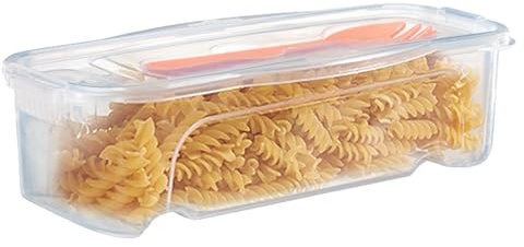 Forno a microonde per pasta, contenitore ermetico per alimenti, 28,5 x 13,3 x 8 cm, cottura a vapore per pasta con coperchio, ciotola trasparente per, scatola da cucina per spaghetti e