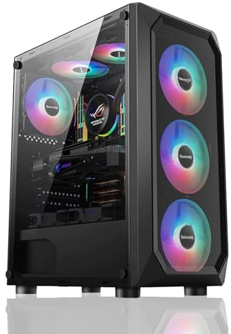 TitanFusion Gaming PC Ryzen 5 5600, GeForce RTX 4060TI, B450, 16GB(8GB*2) 3200MHz DDR4 RAM, 1TB NVMe SSD, Fuente de alimentación de 550W, 5 Ventiladores RGB, PC de Juego y creación Potente