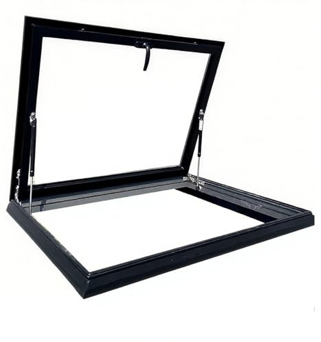Claraboya Techo Ventanas Para Tejados Aleación Aluminio + Vidrio Templado Tragaluz De Techo Tragaluz De Techo Trampilla De Mantenimiento De Techo 50x50 80x90 90x100cm Para Sótanos Desván(L60xW80cm)