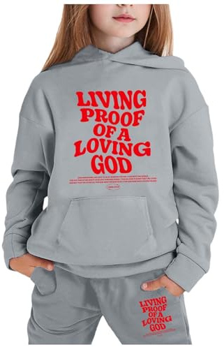Set di Abbigliamento per Bambine con Cappuccio e Maniche Lunghe per attività All'Aperto e Tempo Libero (Grey, 6-7Years)