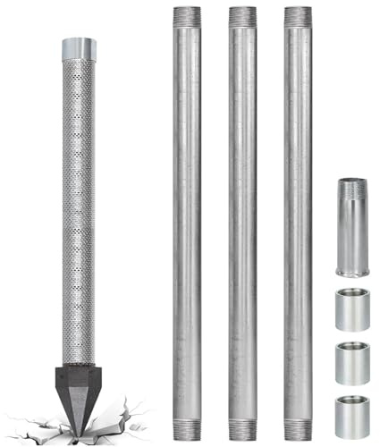 Kit Spetsfilter 1-1/4 Tum för Hållbar Grundvattenutvinning, Anti-Sand Filter Rostfritt, Varmförzinkade Rör och Slagkopplingar för Oberoende Tillgång till Vattenkällor(3M Kit)