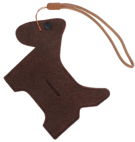 Kisangel Dispenser per Sacchetti Escrementi Cane Portatile in Feltro e Plastica Marrone con Forma Animale Simulata, Facile da Fissare su Guinzaglio, Zaino o Bicicletta per Passeggiate