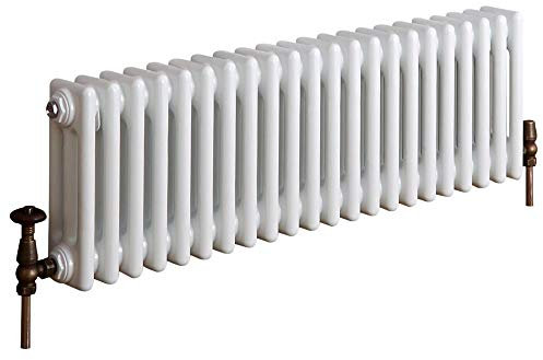 Milano Windsor White Cast Iron Style Horizontal Triple Column Radiator - 300mm x 1010mm