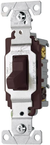 Eaton CS320B 20-Amp 120/277-volt Commercial Grade 3-Way Compact Toggle Switch with Side Wiring, Brown Finish