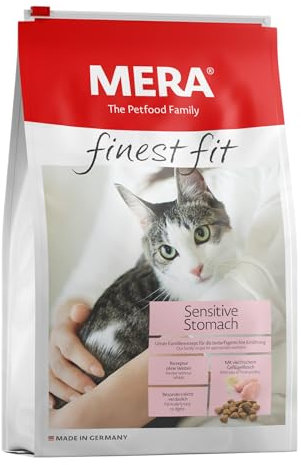 MERA Finest fit Sensitive Stomach, Katzenfutter trocken für Katzen mit sensiblem Magen, Trockenfutter aus Geflügel und Reis, Futter für einen gesunden Darm, ohne Zucker (4 kg)