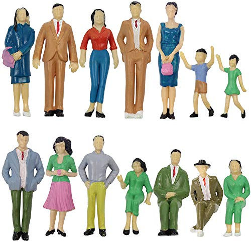 Evemodel P2501 Modelbahn Gartenbahn Architektur 1:25 Bemalte Figuren Spur G Sitzende und stehende Personen Modellbahnlayout Neu (14Stk.)