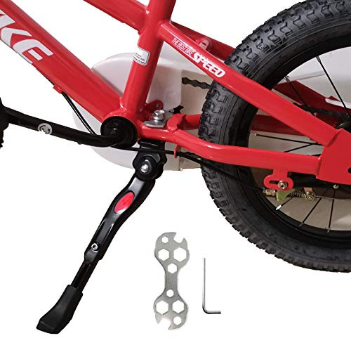 VECKUSON Kickstand for Kids Bike, Bicycle Kickstands Center Mount for 16 18 20 Inch Bicycles Adjustable Aluminum Alloy Kickstands for 16 18 20 inch Mountain Road Sports Kid Bike, Height for 20-26cm