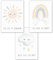 Lemmami Papeterie 3er Set Wandbilder Kinderzimmer Babyzimmer Poster Bilder DIN A4 Mädchen Junge Boho Deko Dekoration Regenbogen Sonne Wolke (3er Bilder Set Rosa Blau, Pastell, Wanddeko)
