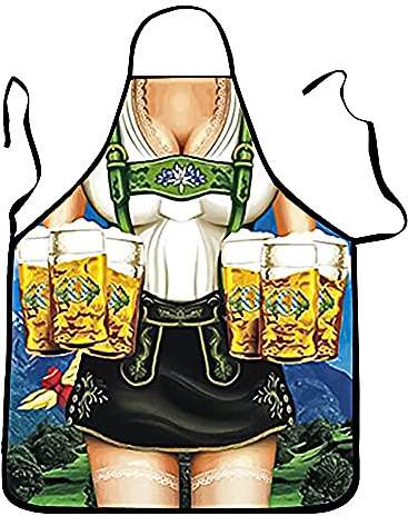BILI Oktoberfest Apron Dirndl Apron for German Oktoberfest Party Costume, Novelty Apron for Woman Female Funny Apron for Kitchen Cooking BBQ Baking Multicolor Large