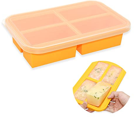Jumbo Ice Cube Tray with Lid, Silicone Freezing Tray, Food Freezer Trays, Freezer Container for Soup Sauce Meal Prep,300ml Portion (1)